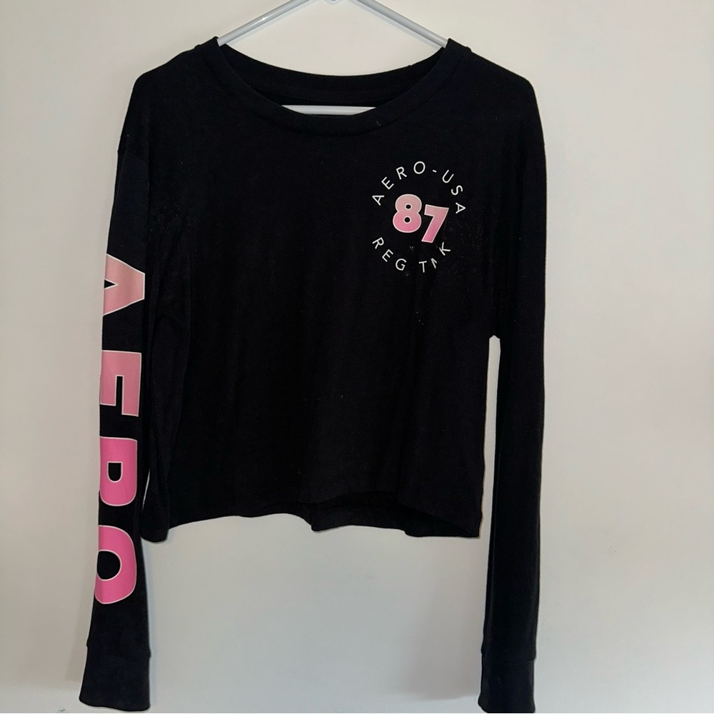 Aeropostale Black and Pink Long Sleeve Tee